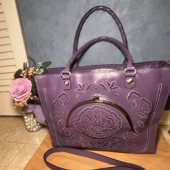 Patricia Nash Cutout Leather French Lace Zancona- Amethyst - Picture 4 of 6